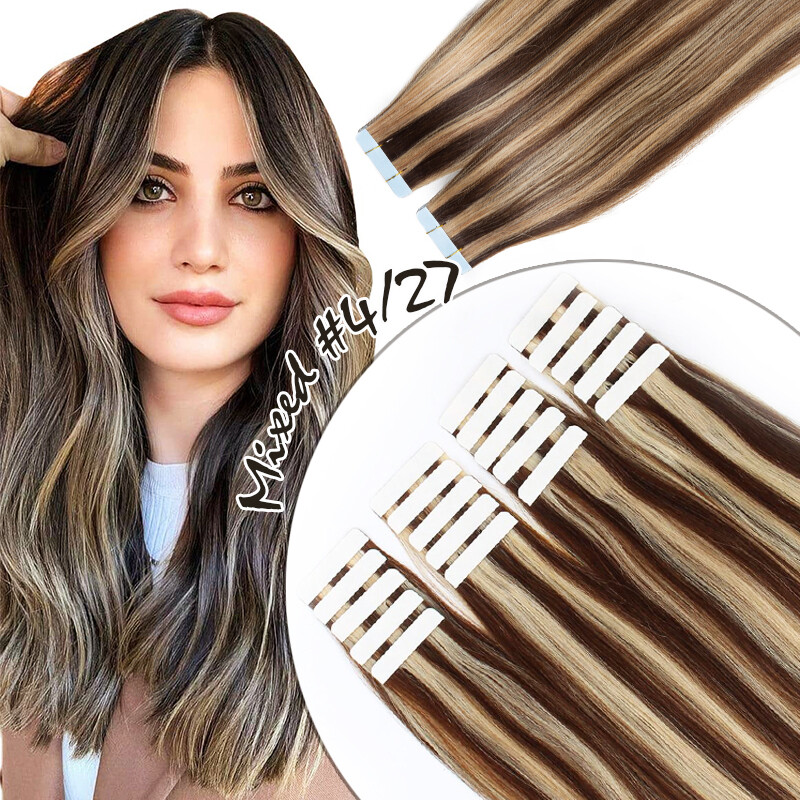 Tape In On 200pcs Russian 100% Remy Human Hair Extensions Skin Weft THICK Ombre