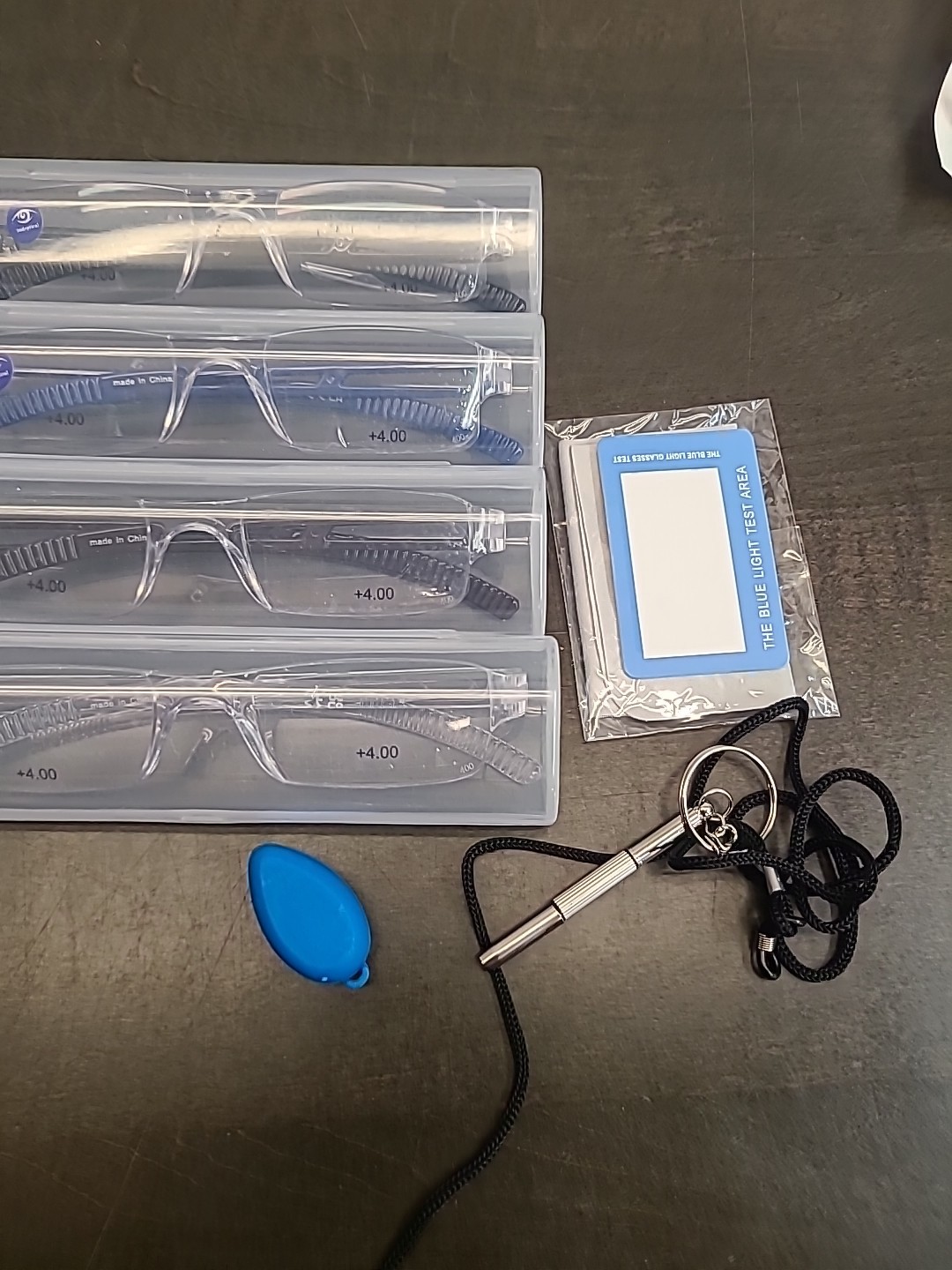 4 pack reading glasses +4.00 professional block blue light