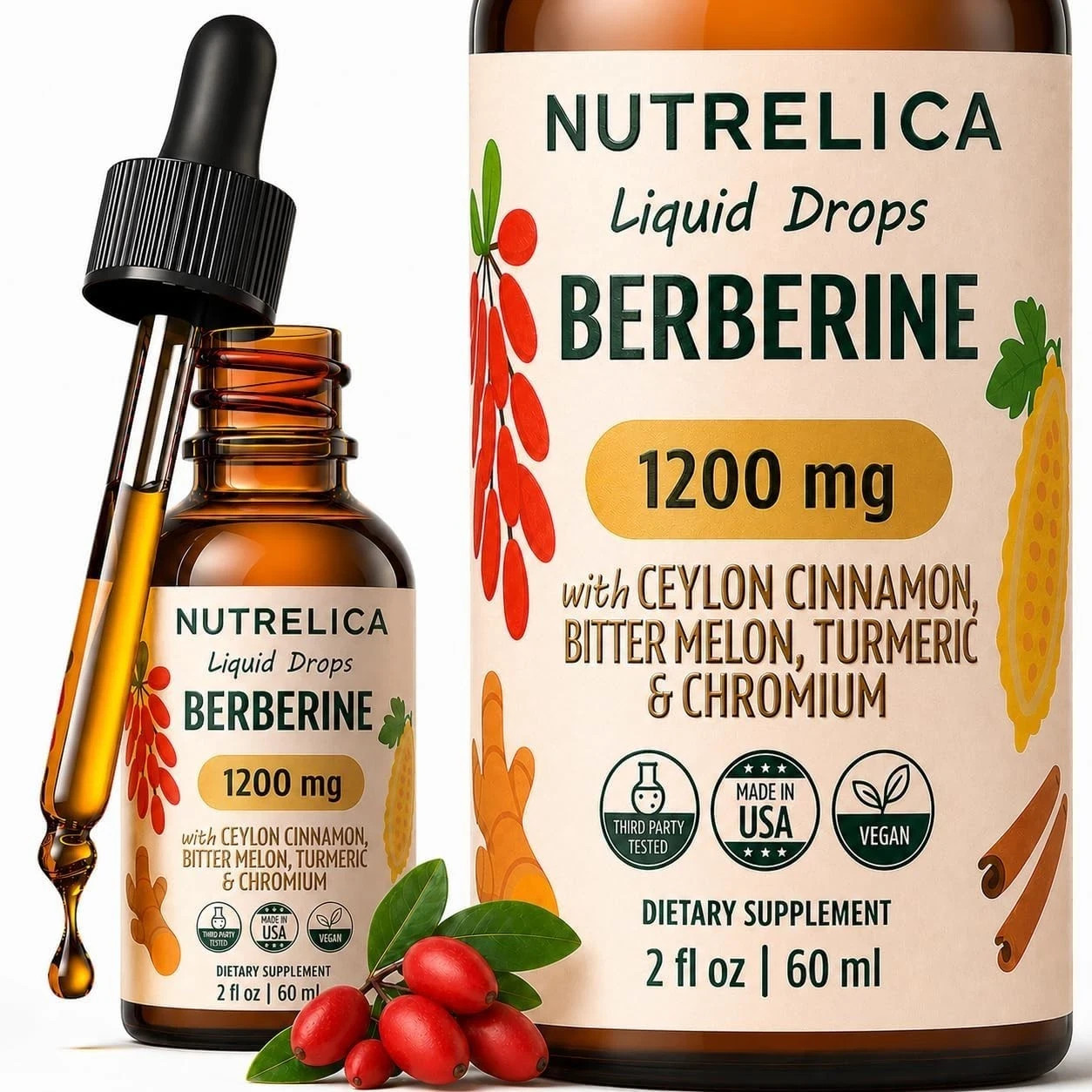 Blood Sugar Complex Support Supplement with Berberine Ceylon Cinnamon 1200mg