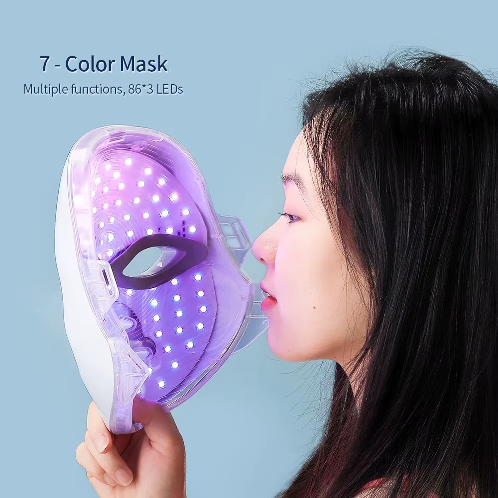 7 Colors Led Facial Mask with Neck Red Light Therapy Mask for Skin