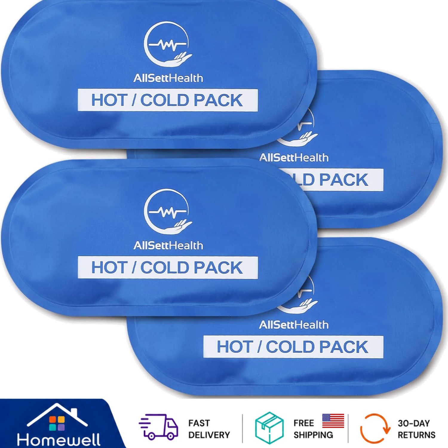 Soft Gel Ice Packs for Sprains & Bruises – Reusable 4 Pack, 10.5 x 5 Inch
