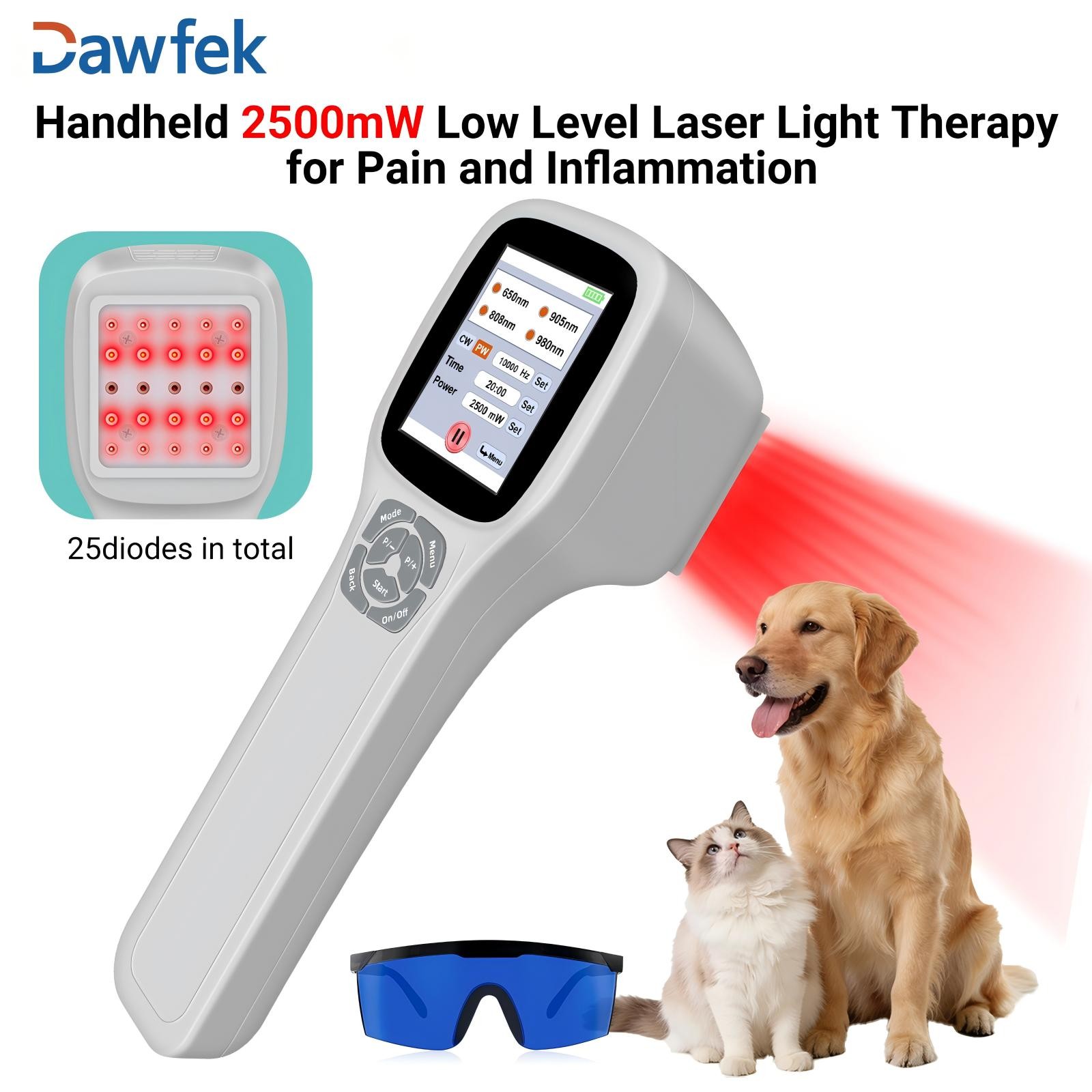 2.5W 650nm 808nm 905nm 980nm Cold Laser LLLT for Arthritis Pain Relief Pets
