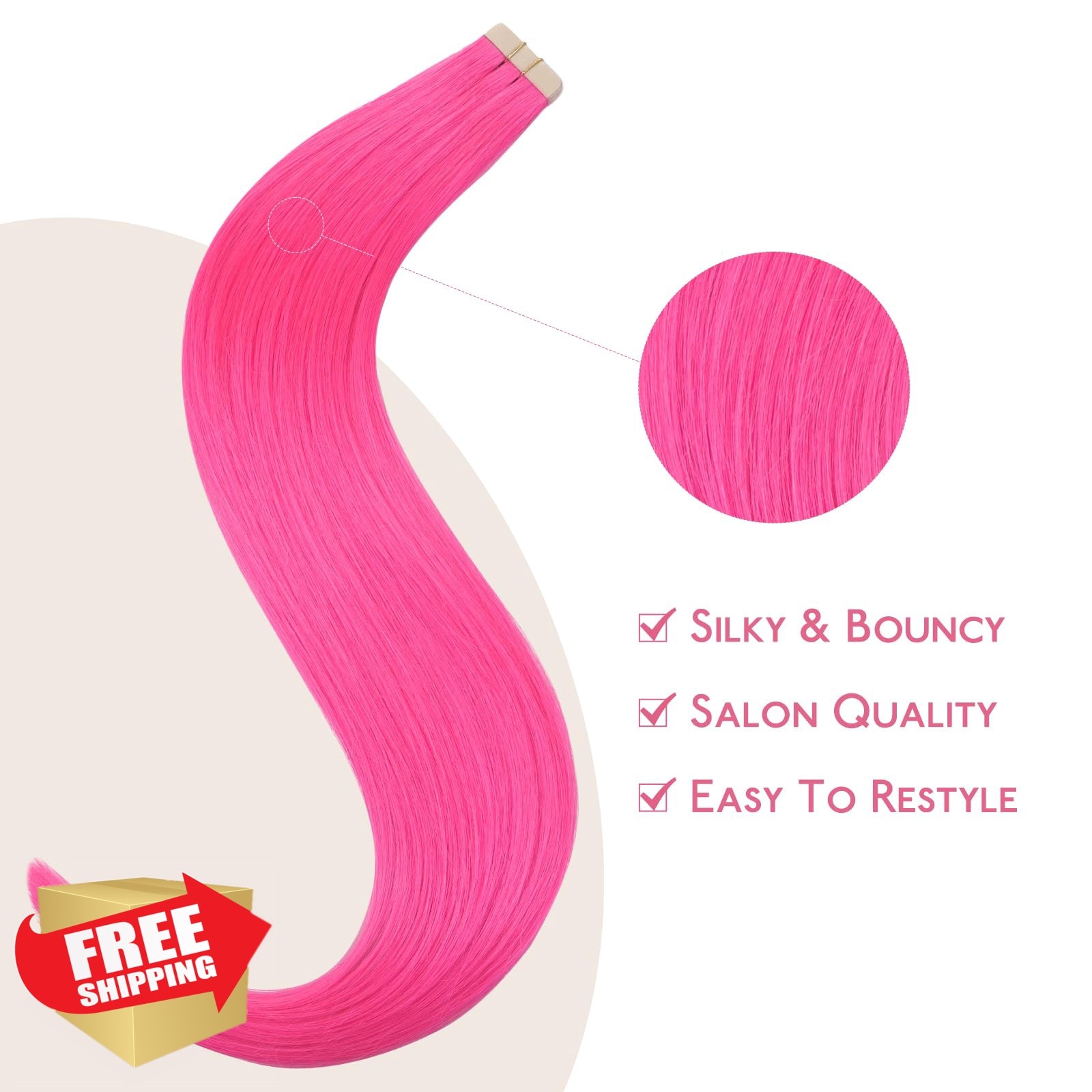 Wennalife 24in Hot Pink Tape Ins 10pcs