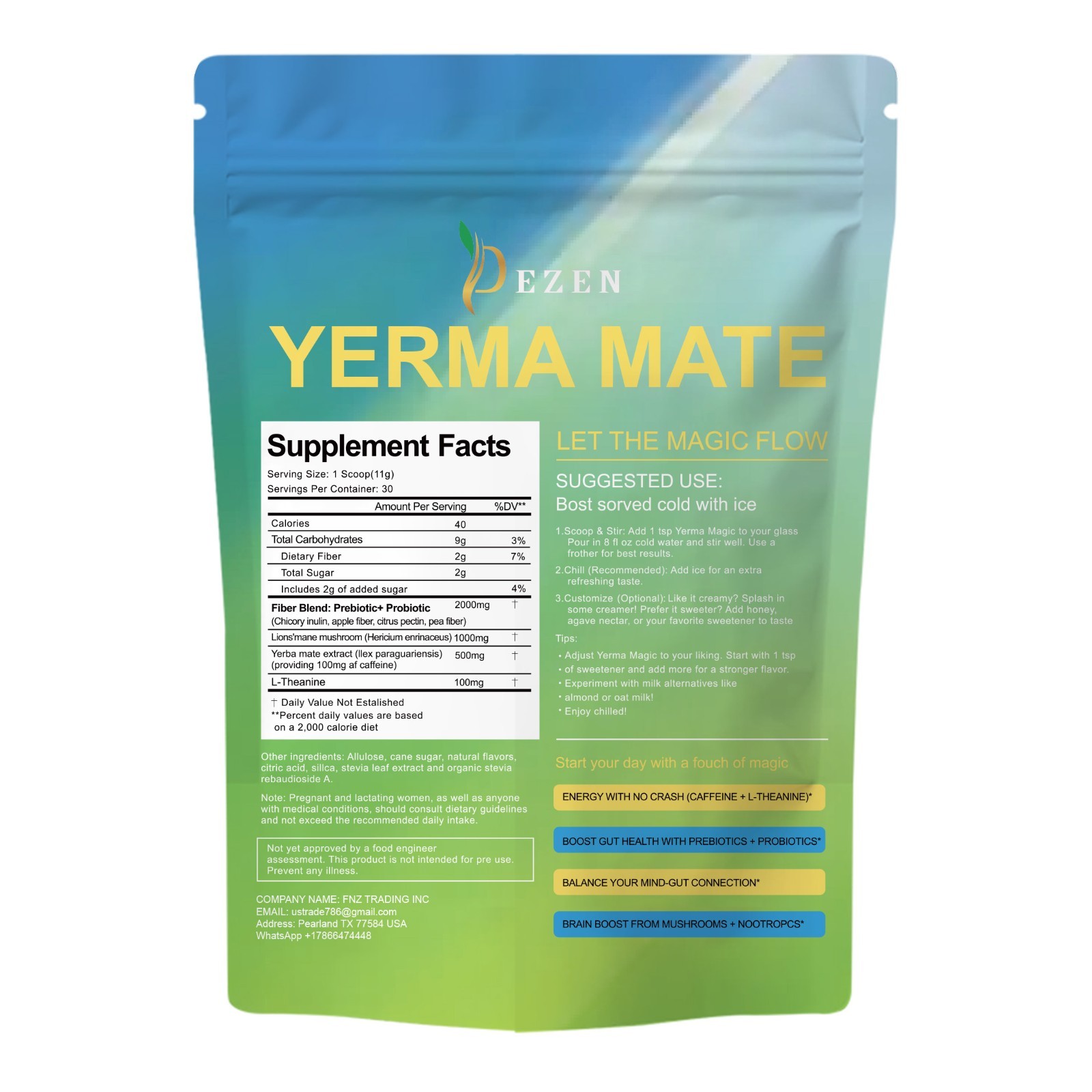 Yerba Mate Tea Powder Drink Mix Peach Mango | Weight Loss & Metabolism Support