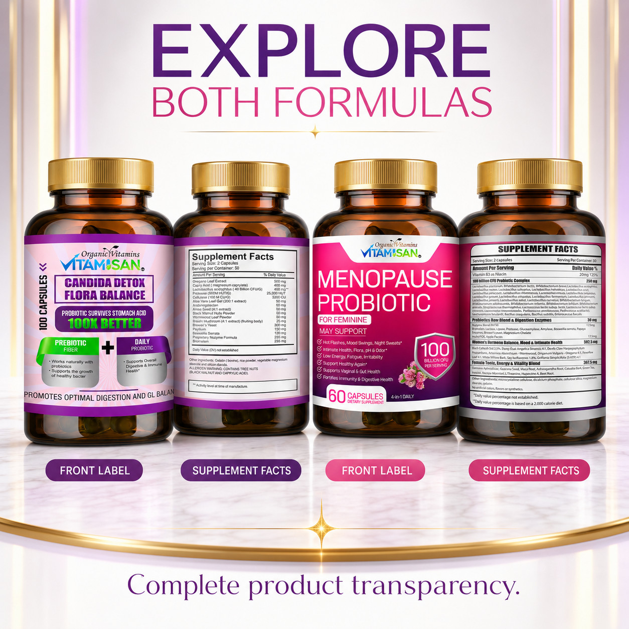 Vitamisan Flora Balance 100 Caps + Menopause Probiotic 60 Caps Women’s Wellness
