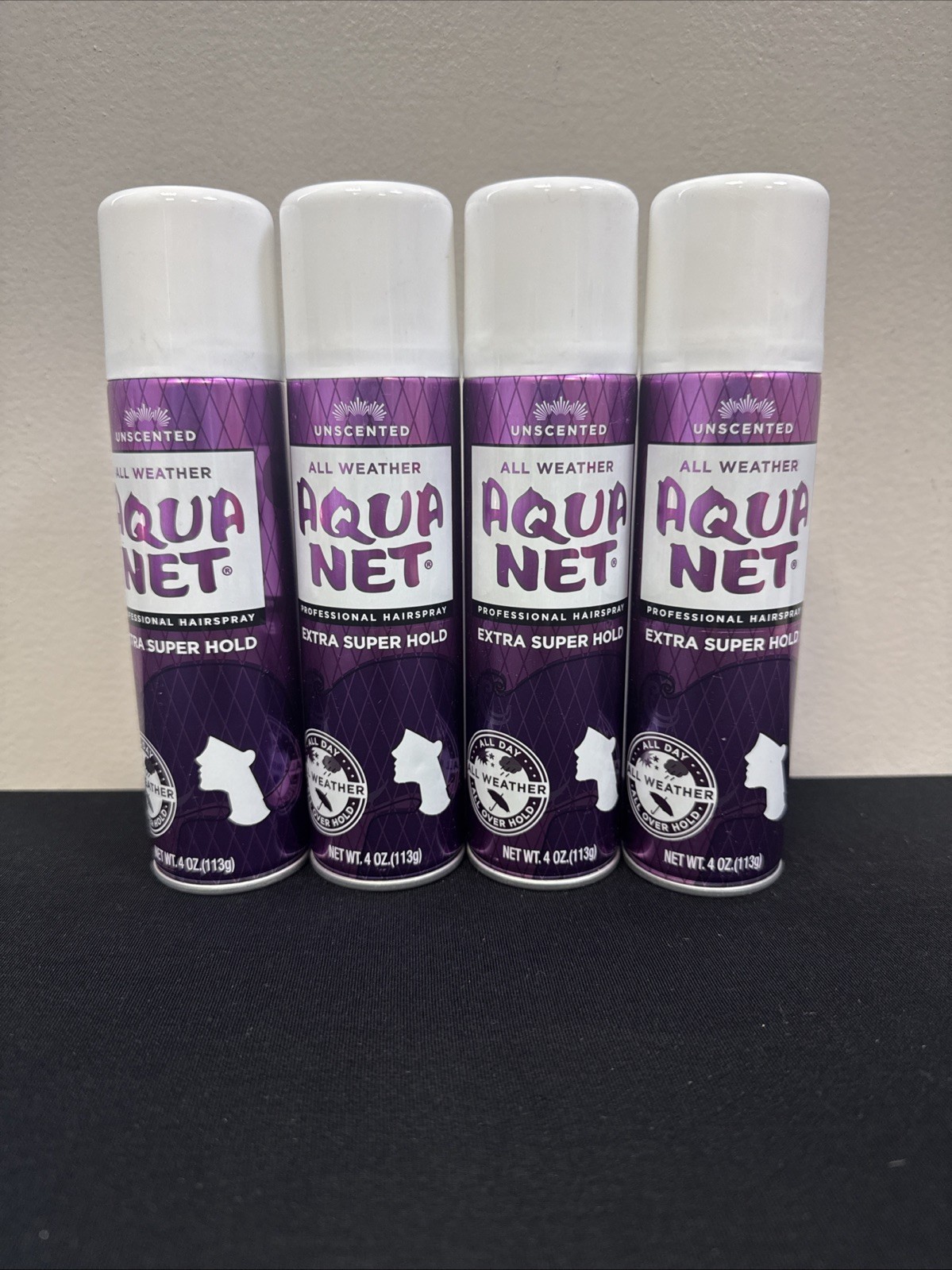 4X Aqua Net Extra Super Hold Hairspray Unscented All Weather 4 Oz.