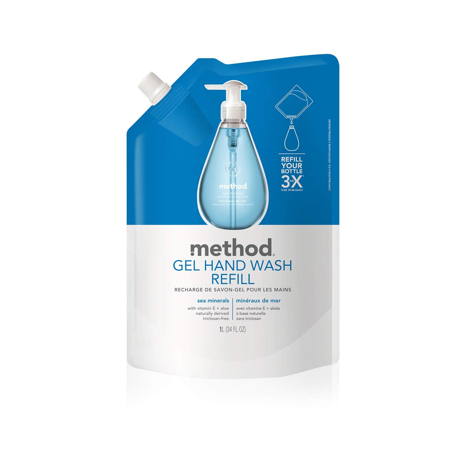 Method Gel Hand Soap Refill, Sea Minerals, 34 oz, 1 Pack, Packaging May Vary