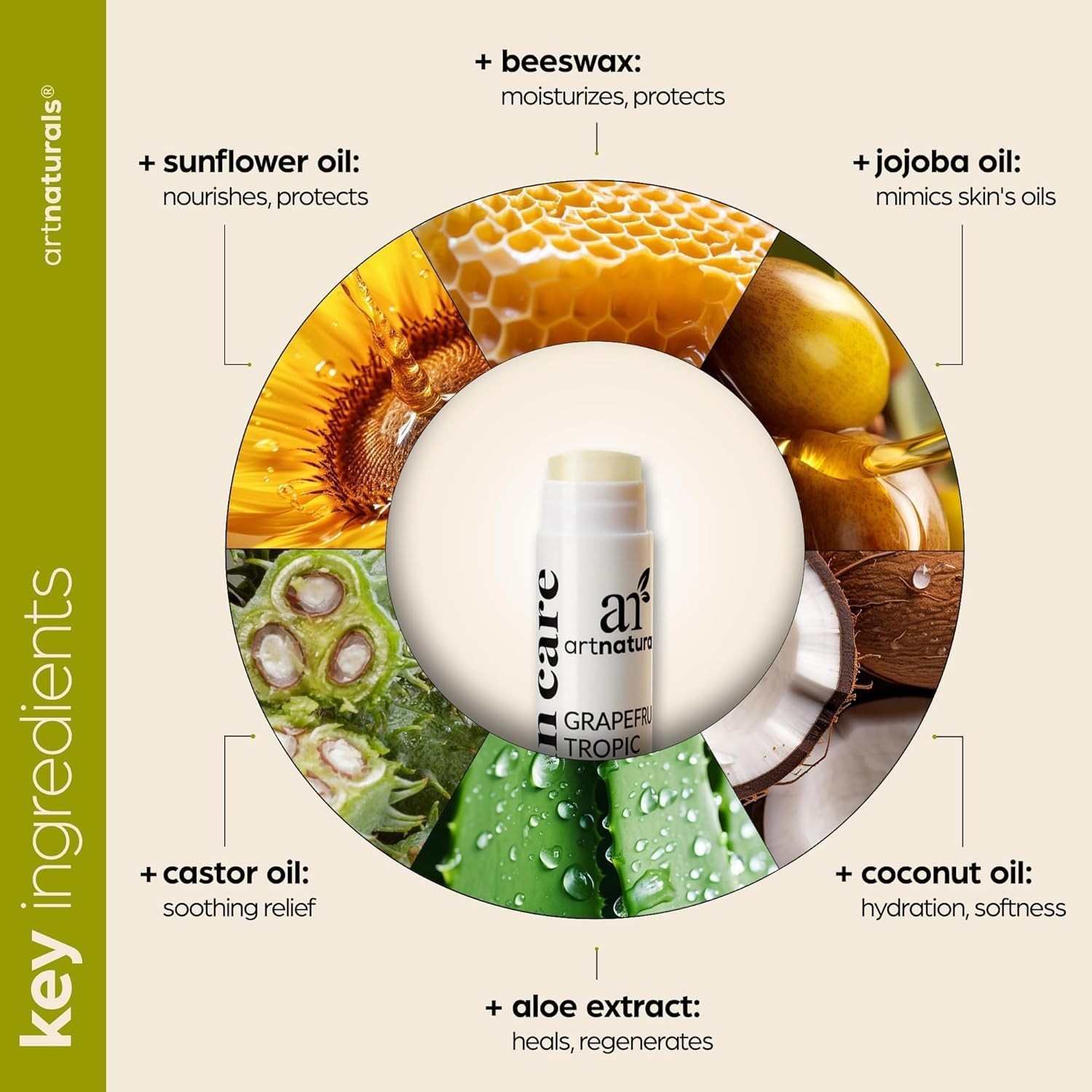 ArtNaturals Beeswax Lip Balm Gift Set – 6 Pack Assorted Flavors with Coconut Oil