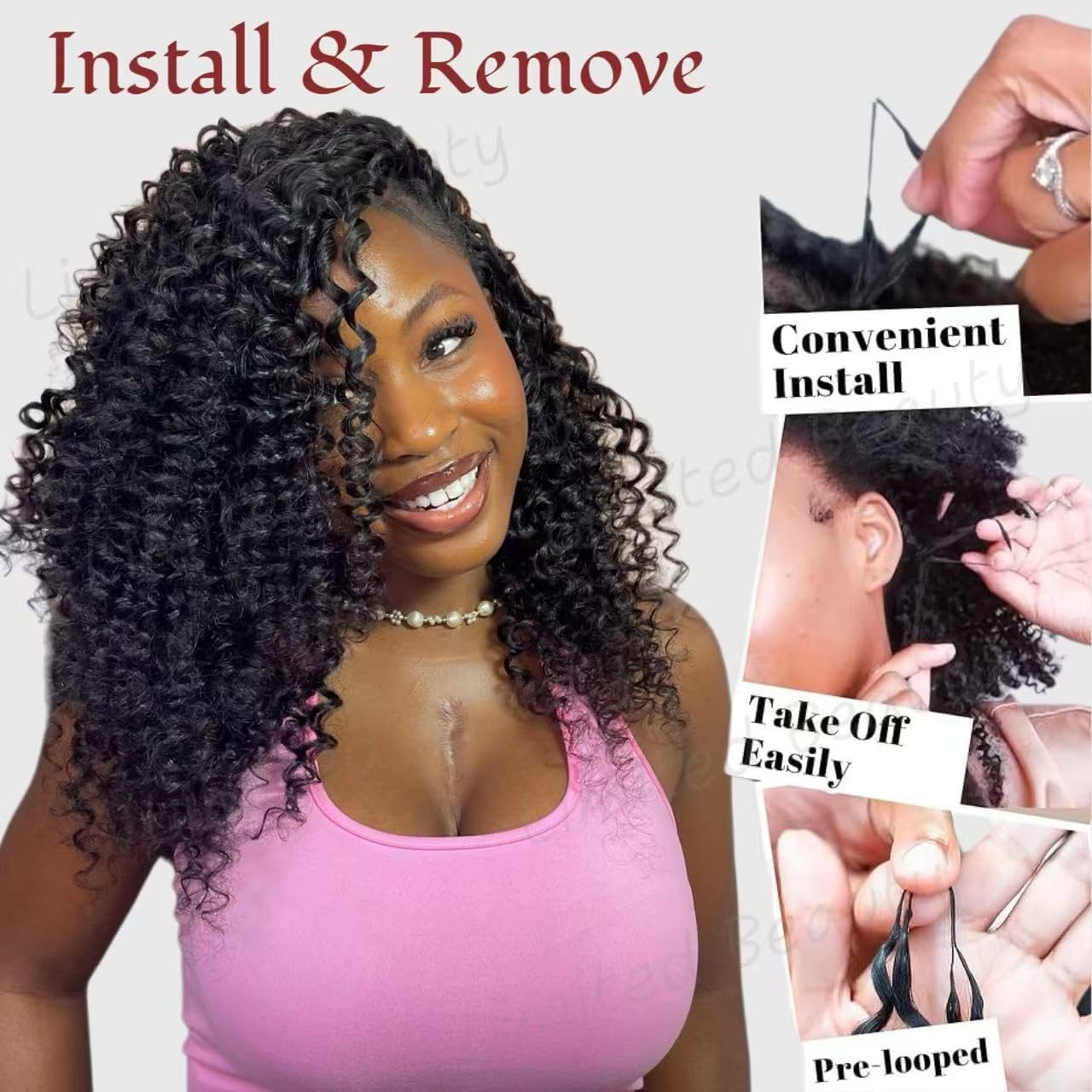 Limited Beauty Deep Wave Crochet Human Hair Extensions 2 Packs 120G Invisible