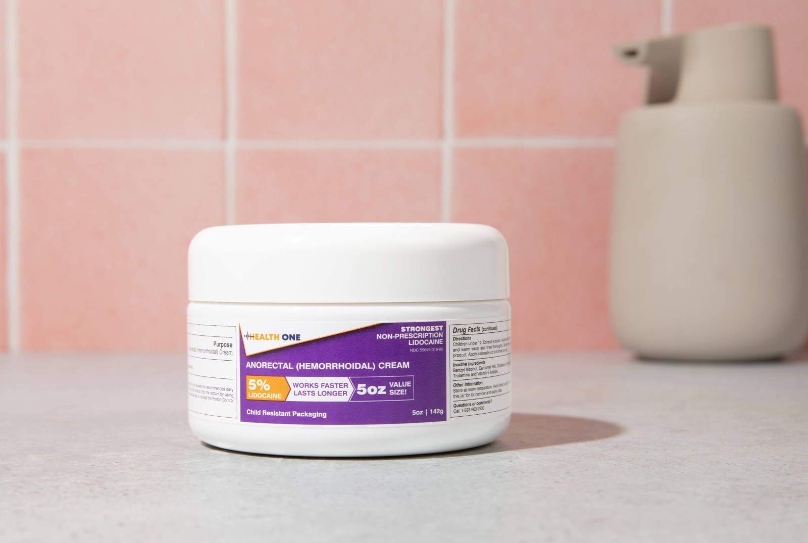Health One Anorectal (Hemorrhoidal) Cream – Lidocaine 5% – 5 oz CRC Round Jar