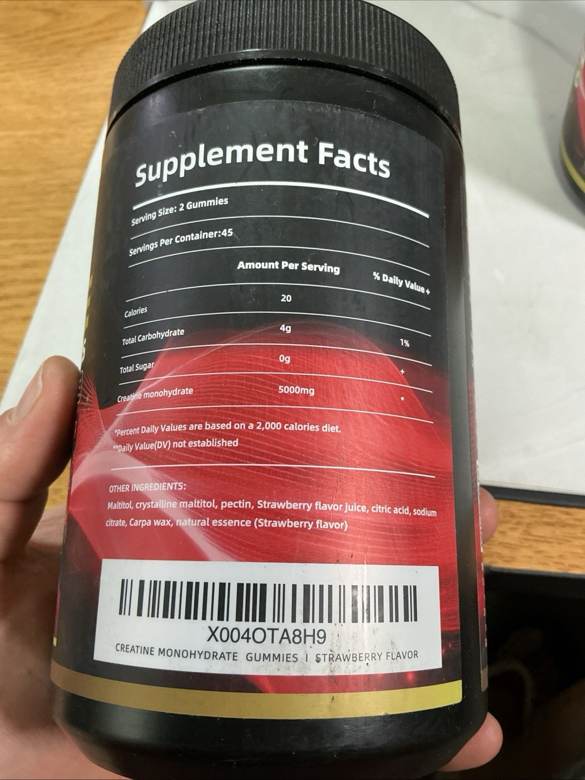 Creatine Monohydrate Gummies (2 PACK) 90ct Strawberry 5000mg Per Serving