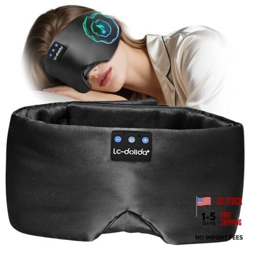 Luxurious Silk Soft Sleep Mask, Sleep Headphones with Bluetooth 5.4 for Black