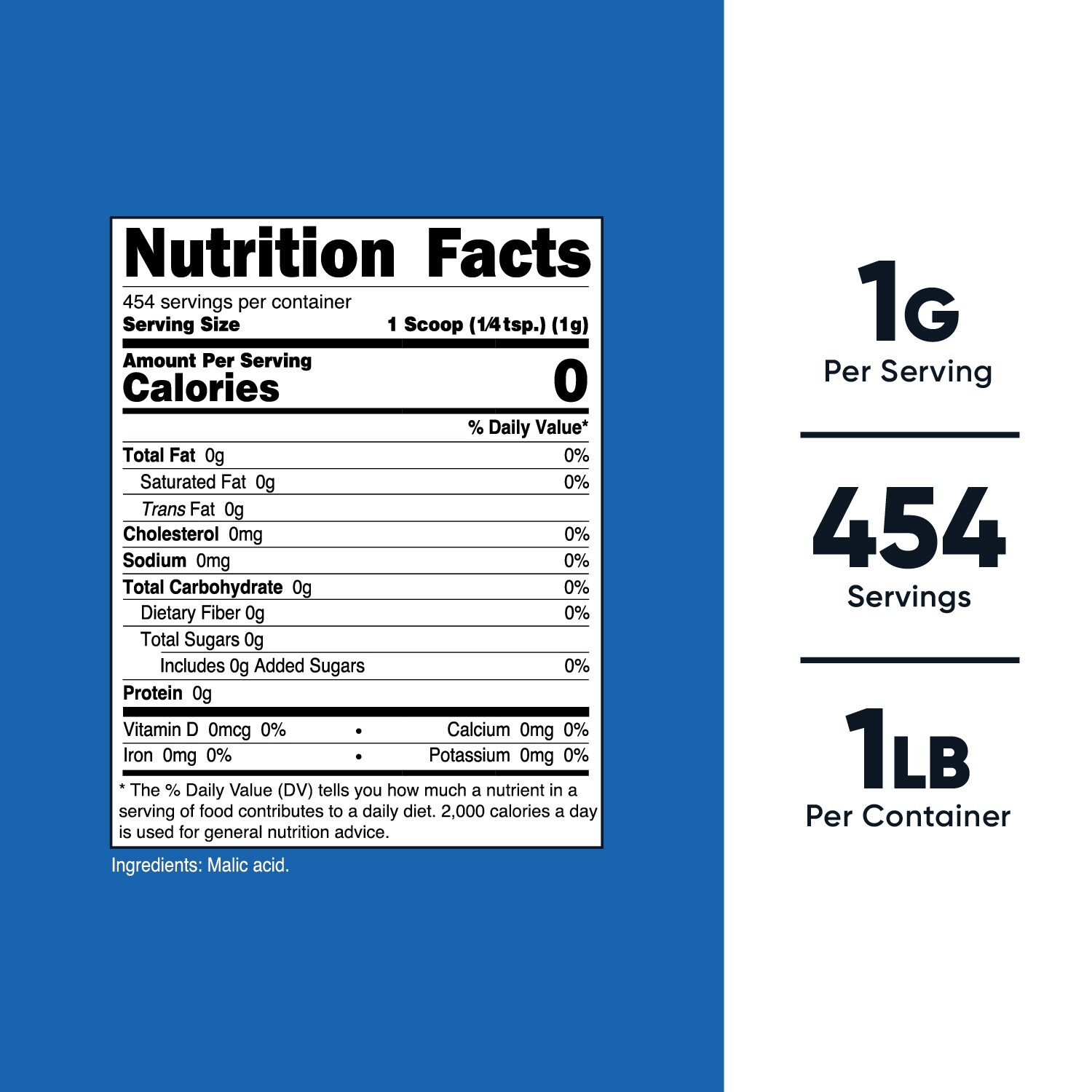 Nutricost Malic Acid Powder 1 LB (16oz) – Gluten Free, Non-GMO (454 Grams)