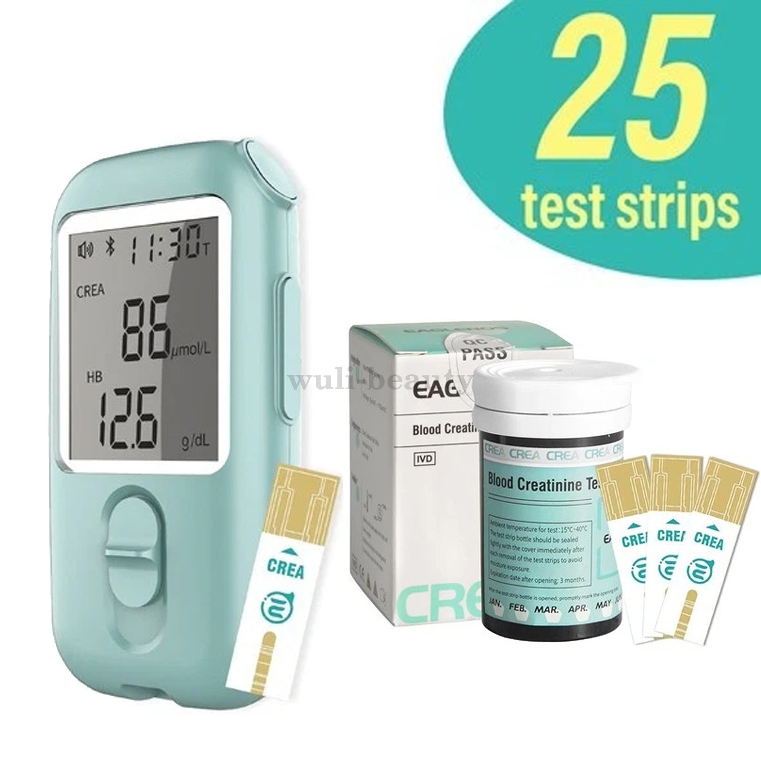 Kidney Function Monitoring Kit – Home Blood Creatinine Meter with 25 Test Strips