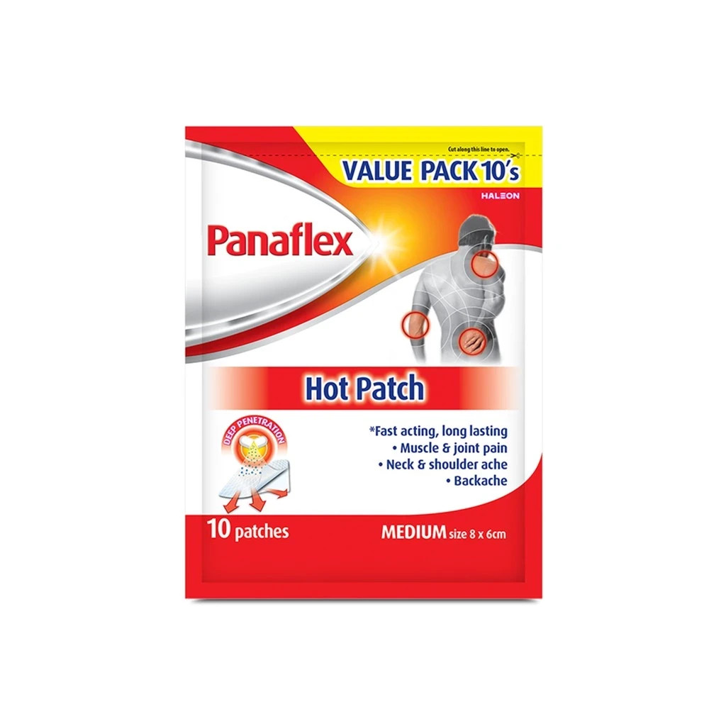Panaflex HOT Patch 10 pieces Fast Pain Relief Back Neck Shoulder Easy Peel