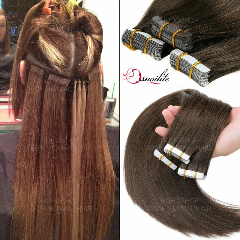 Tape In On 200pcs Russian 100% Remy Human Hair Extensions Skin Weft THICK Ombre