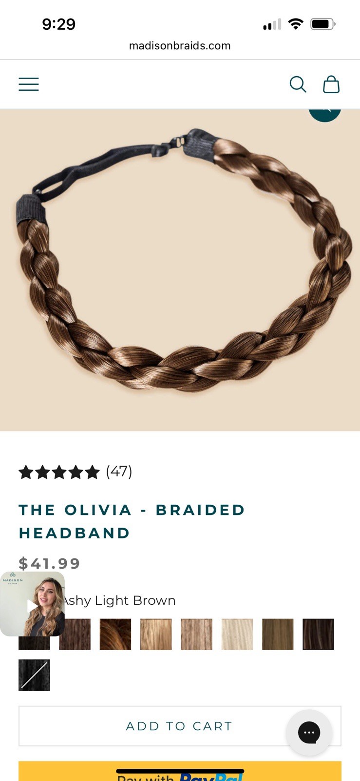 NIB Madison Braids Hair Extensions Braided Headbands ASHY LIGHT BROWN