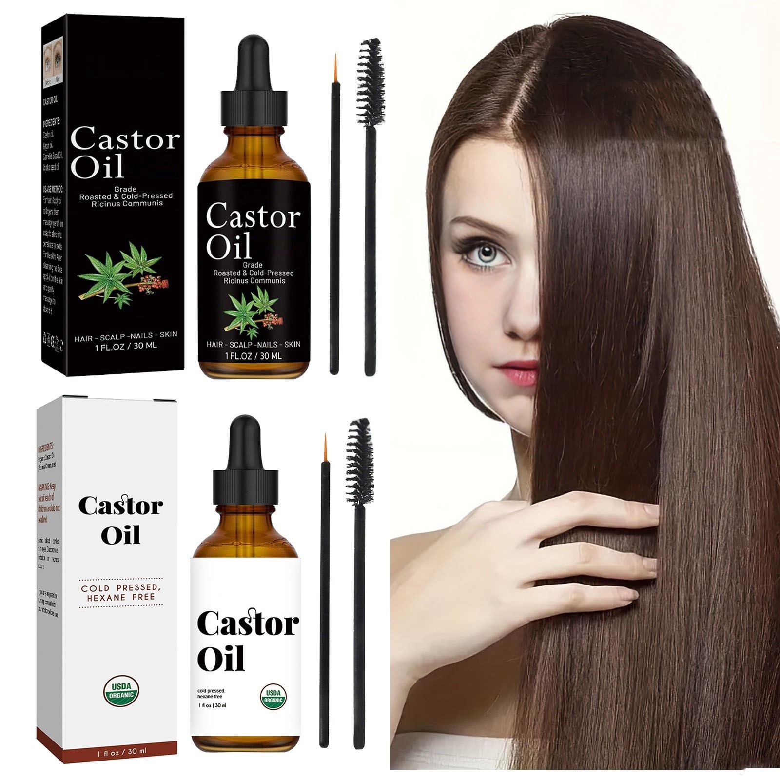 Unisex Men Women Castor Oil Strengthen Hair Essential Oil Improve Drying 30ml