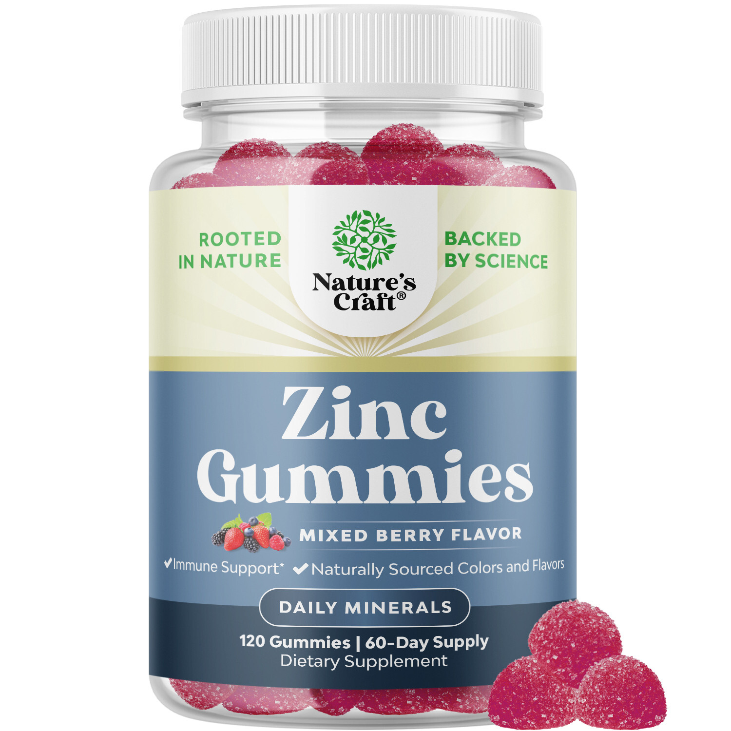 Extra Strength Zinc Gummies for Adults – Chewable Zinc Citrate Immunity 120ct