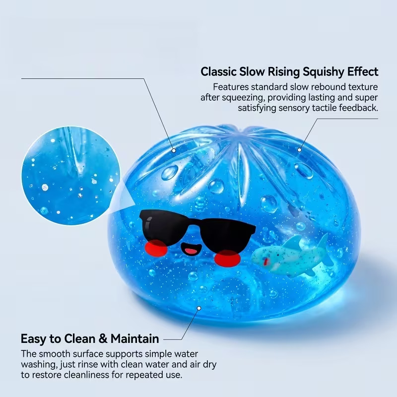Ocean Shark Baozi Squishy Toy Slow Rising Stress Relief Sensory Fidget