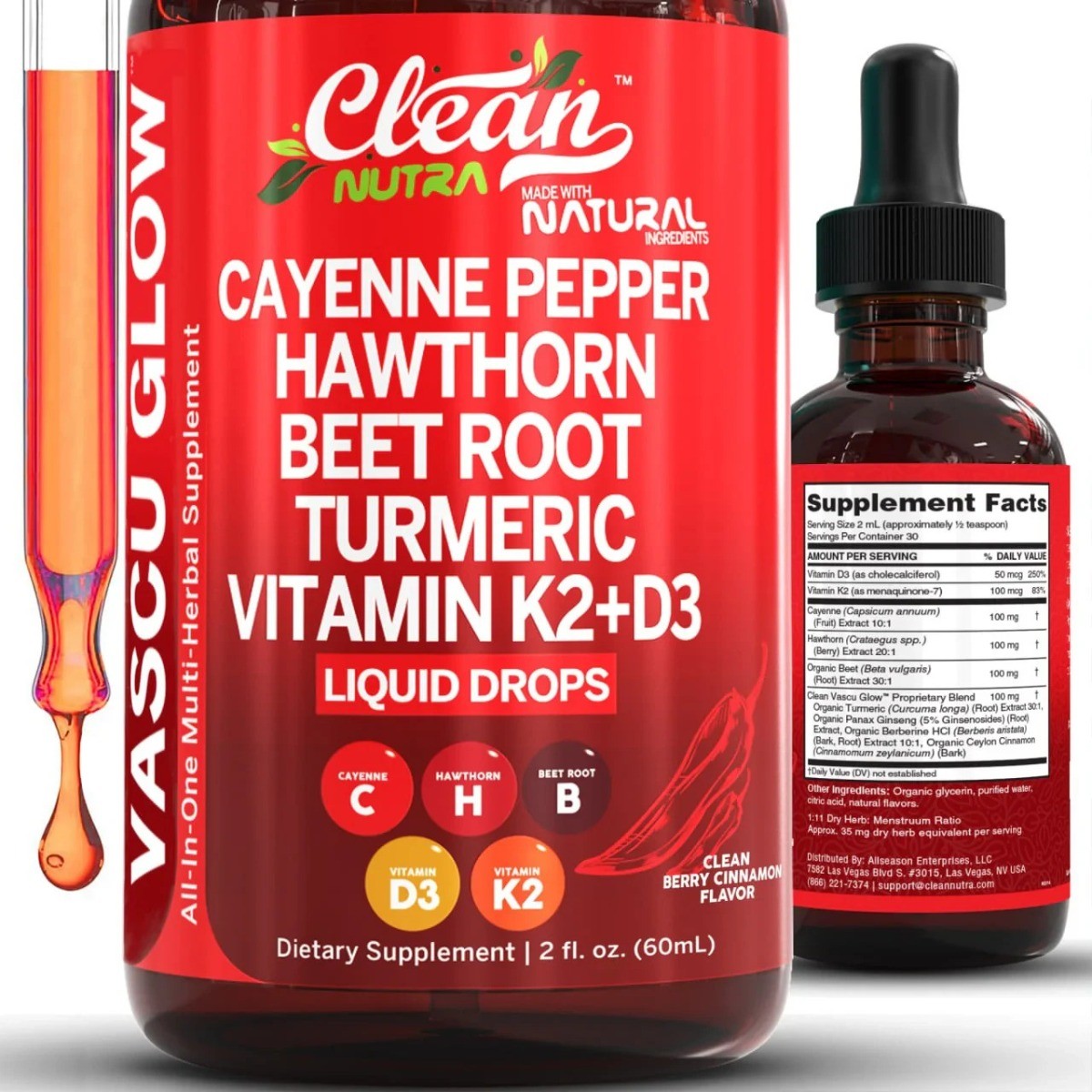 Clean Nutra Cayenne Pepper Drops – Hawthorn Berry for Healthy Circulation