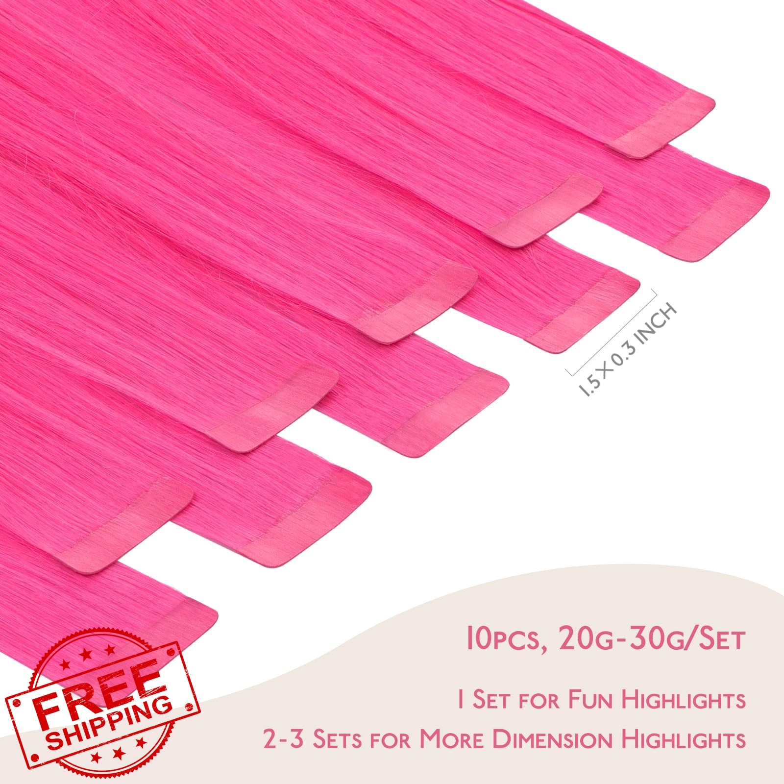 Wennalife 24in Hot Pink Tape Ins 10pcs
