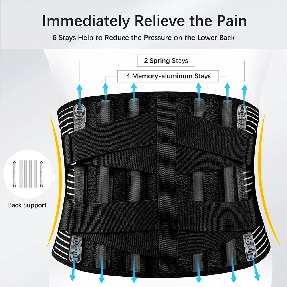 Lower Back Brace Copper Lumbar Support Waist Belt For Men Women Pain Relief