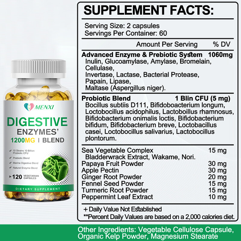 Digestive Enzymes with Papain & Bromelain Gas, Constipation Bloating Relief