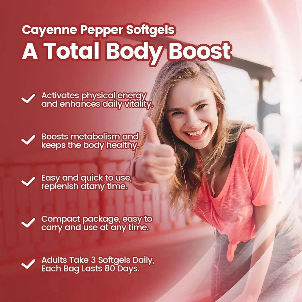 2X Capsaicin Power – Cayenne Pepper Softgels Supplement, Supports Legs Vein Hot