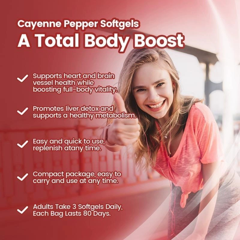 Cayenne Softgels Supplement, Supports Leg VeinHeart and Blood Vessel US Pepper