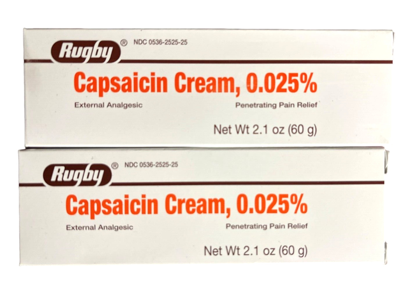 Rugby Capsaicin Cream 0.025% Regular Strength Pain 60gm ( 2 pack ) white __