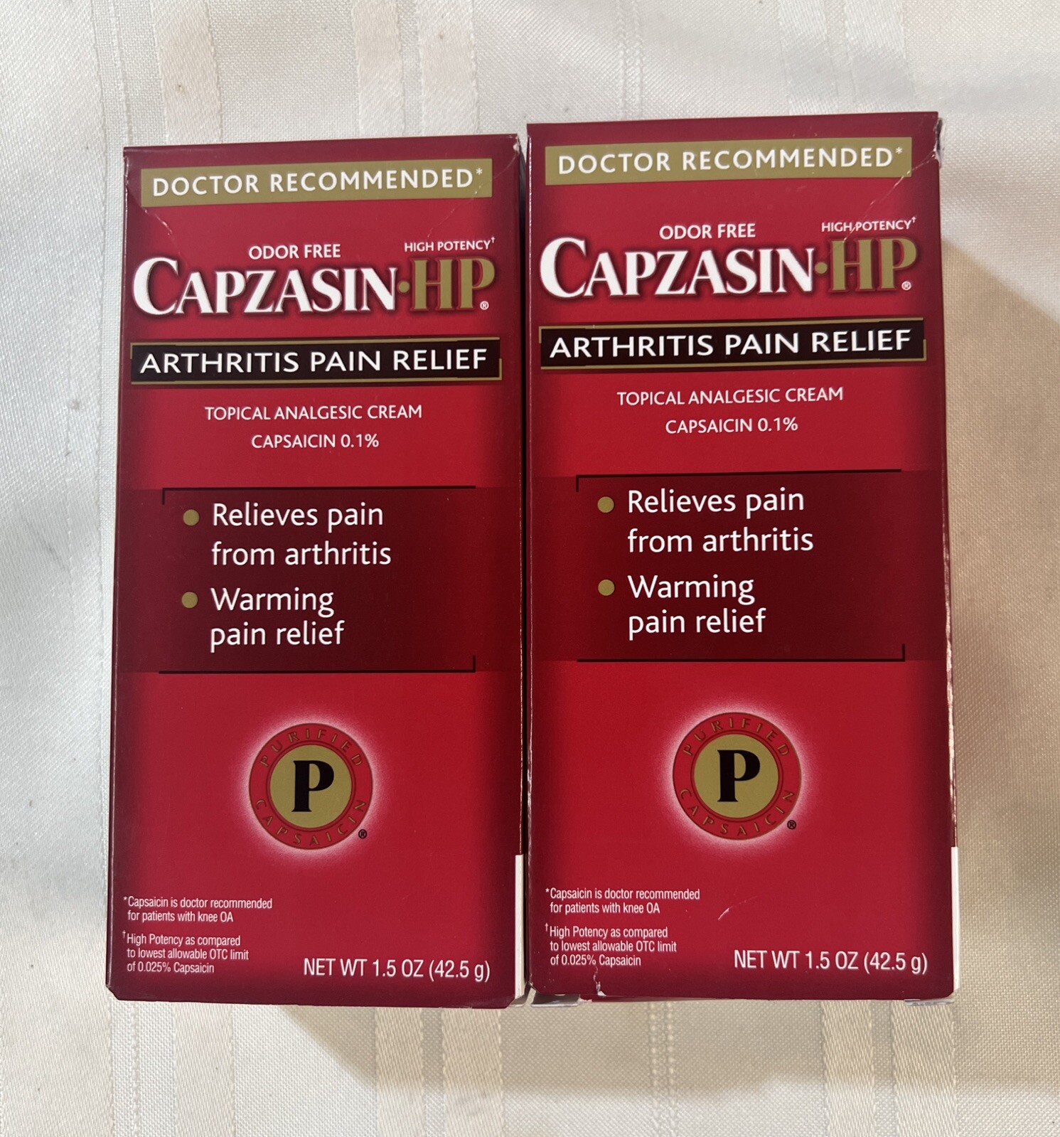 2 Pack Capzasin Athritis Pain Relief Topical Analgesic Cream 1.5oz EXP 6/26 NEW