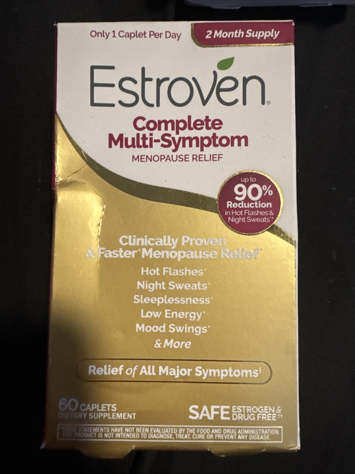 Estroven Complete Multi-Symptom Menopause Relief – 60 Caplets – Exp: 10-26