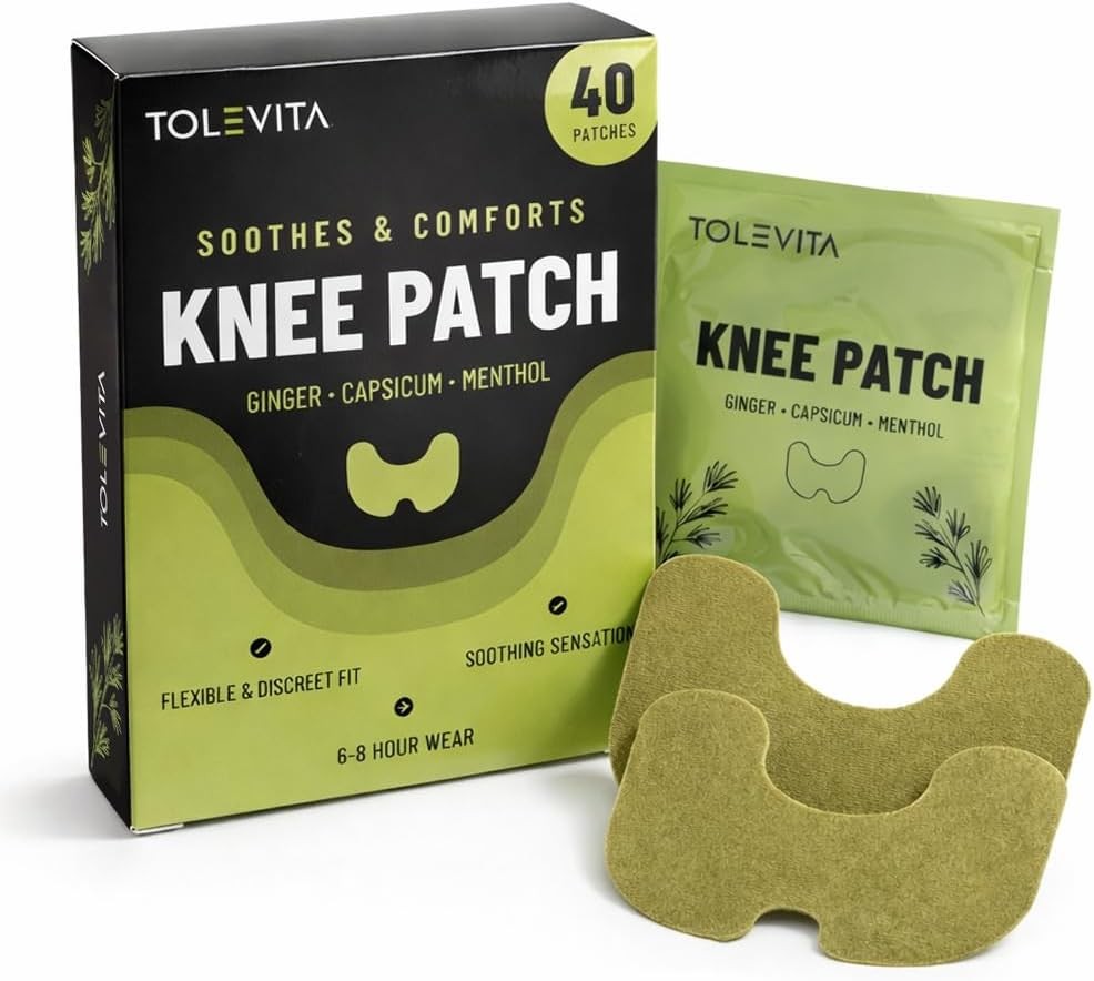 TOLEVITA Knee Patches 40 Patches per Pack Warm & Cool Comfort Everyday Wellness