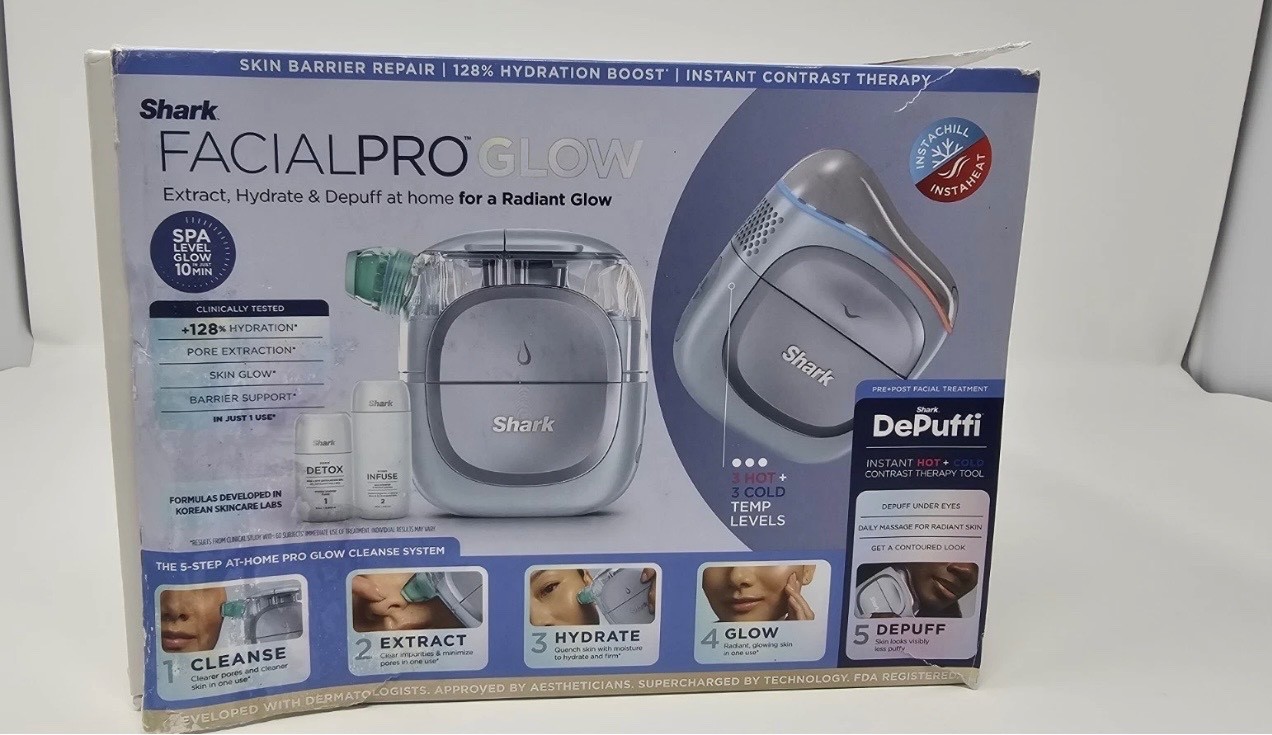 Shark FacialPro Glow at-Home Facial System with DePuffi Hot & Cold Blue/Purple