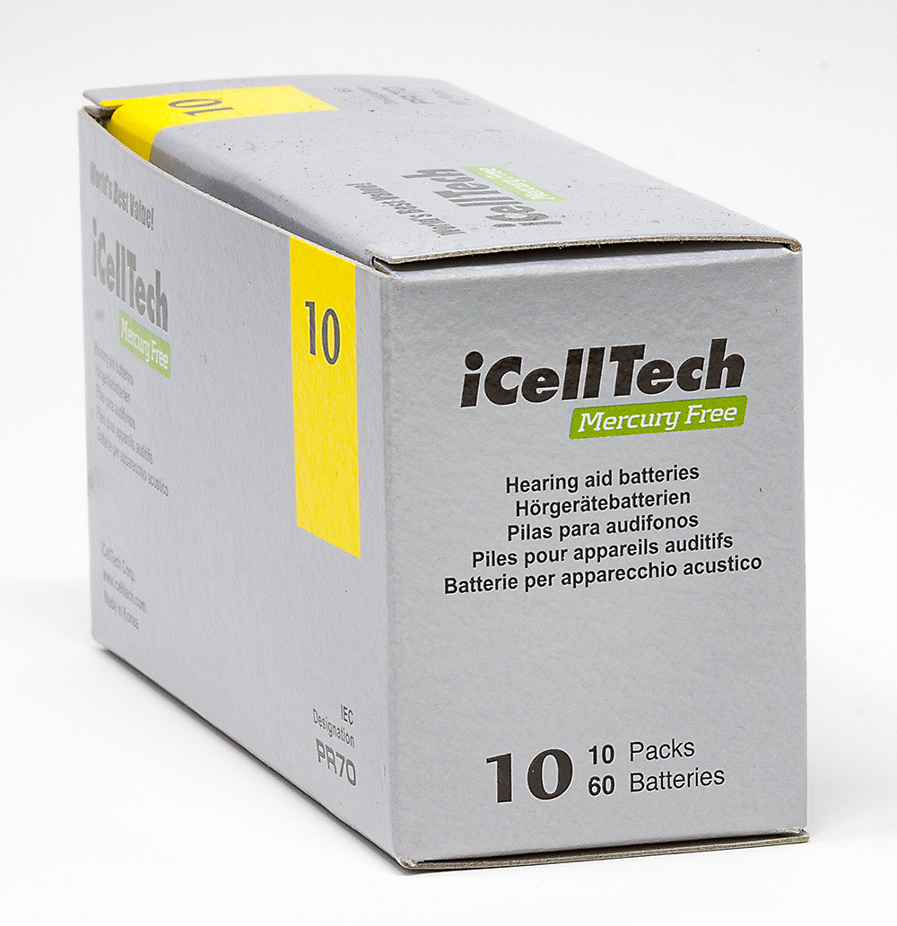 iCellTech Hearing Aid Batteries Size 10 (60 Pack) + Free Battery Buddy