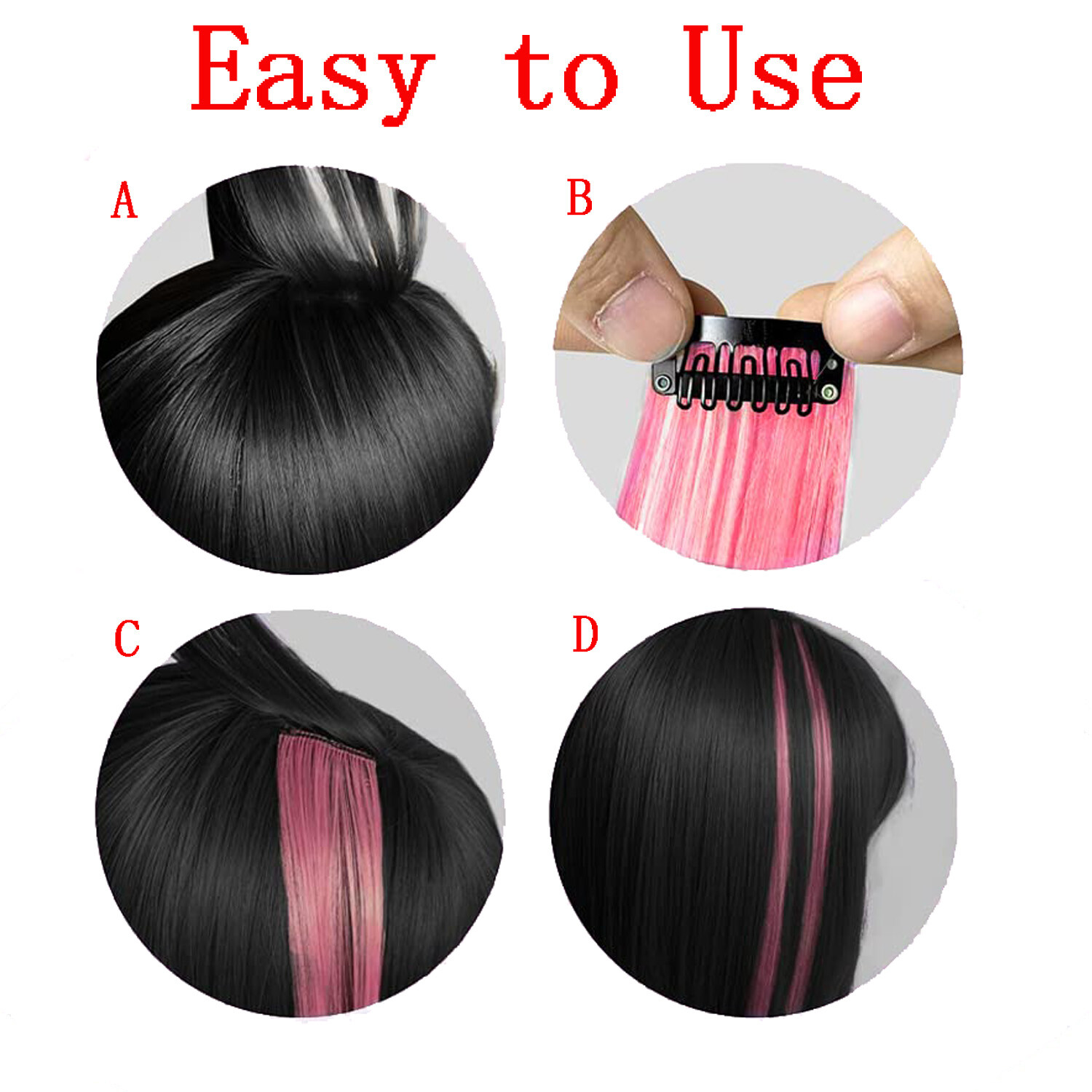 Hot Sale Synthetic Color Hair Piece Extension Clip In Highlight Rainbow Streak