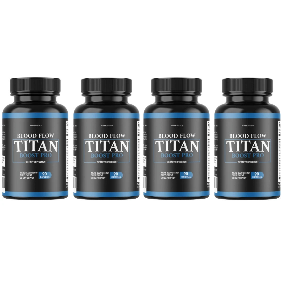 Blood Flow Titan Boost Pro Mens Blood Flow Supplement – 90 Capsules | Pack of 4
