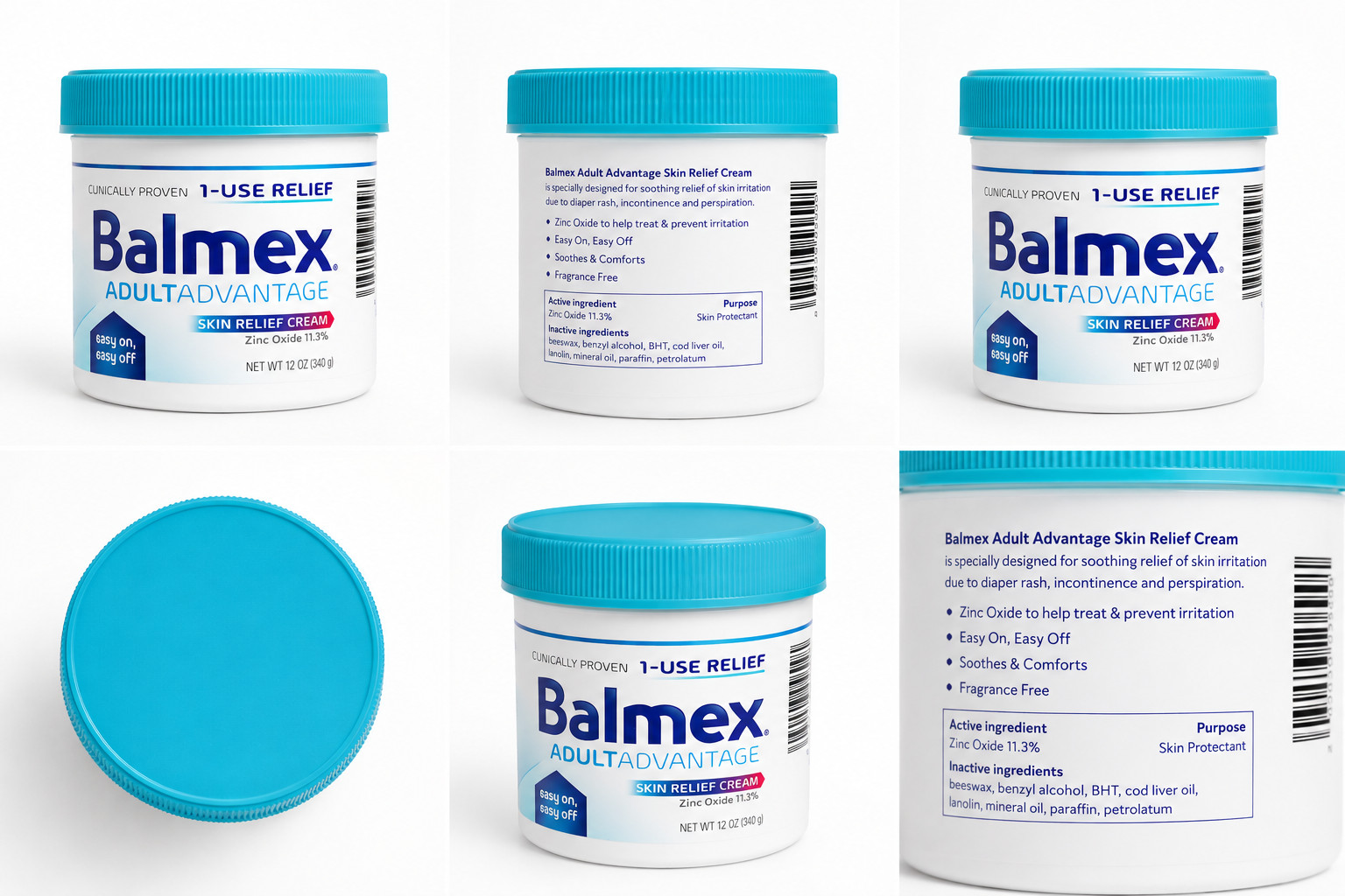 6 Balmex Adult Advantage Skin Relief Cream – 12oz