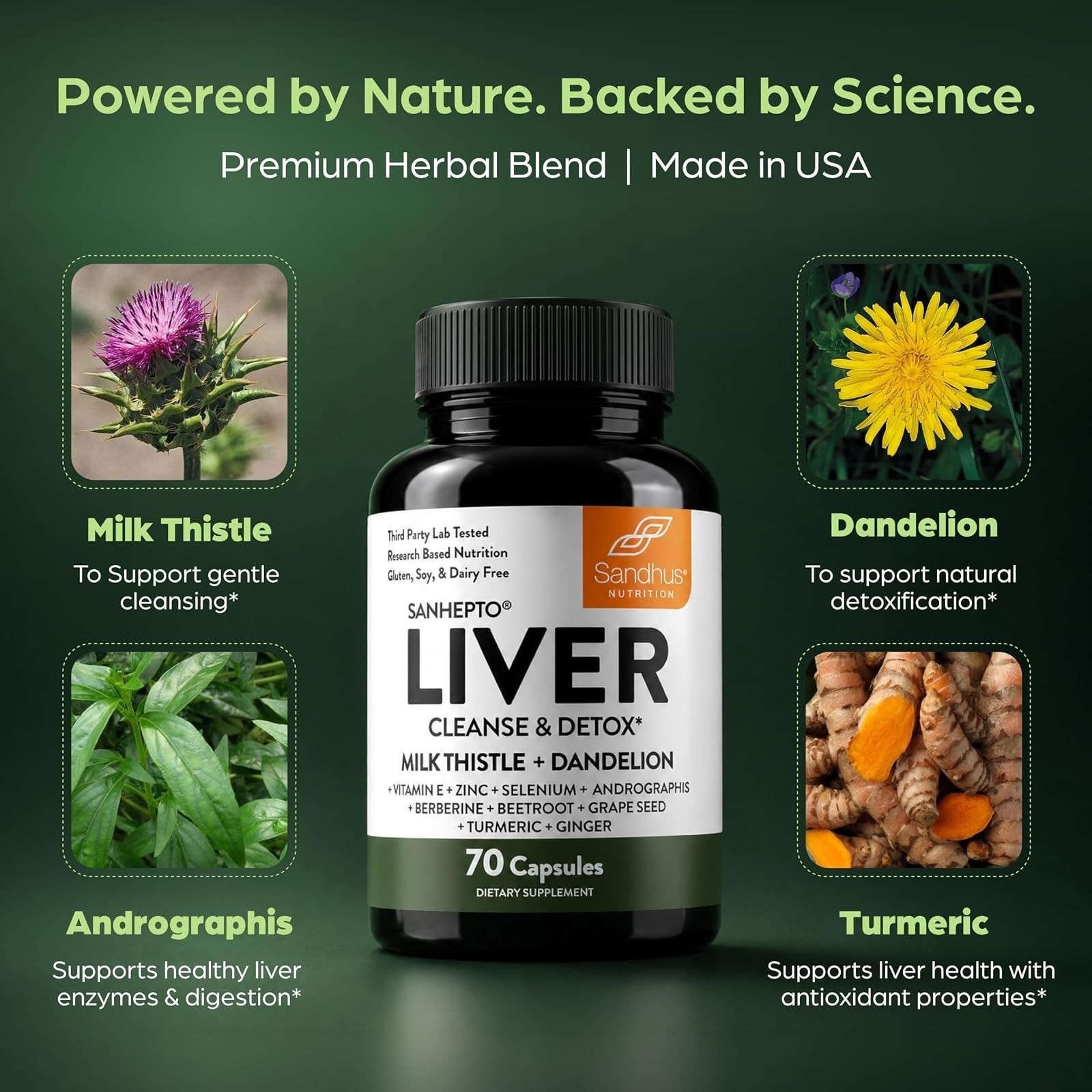 Sandhu’s Liver Cleanse Detox Capsules | Milk Thistle & Dandelion | 70 Count