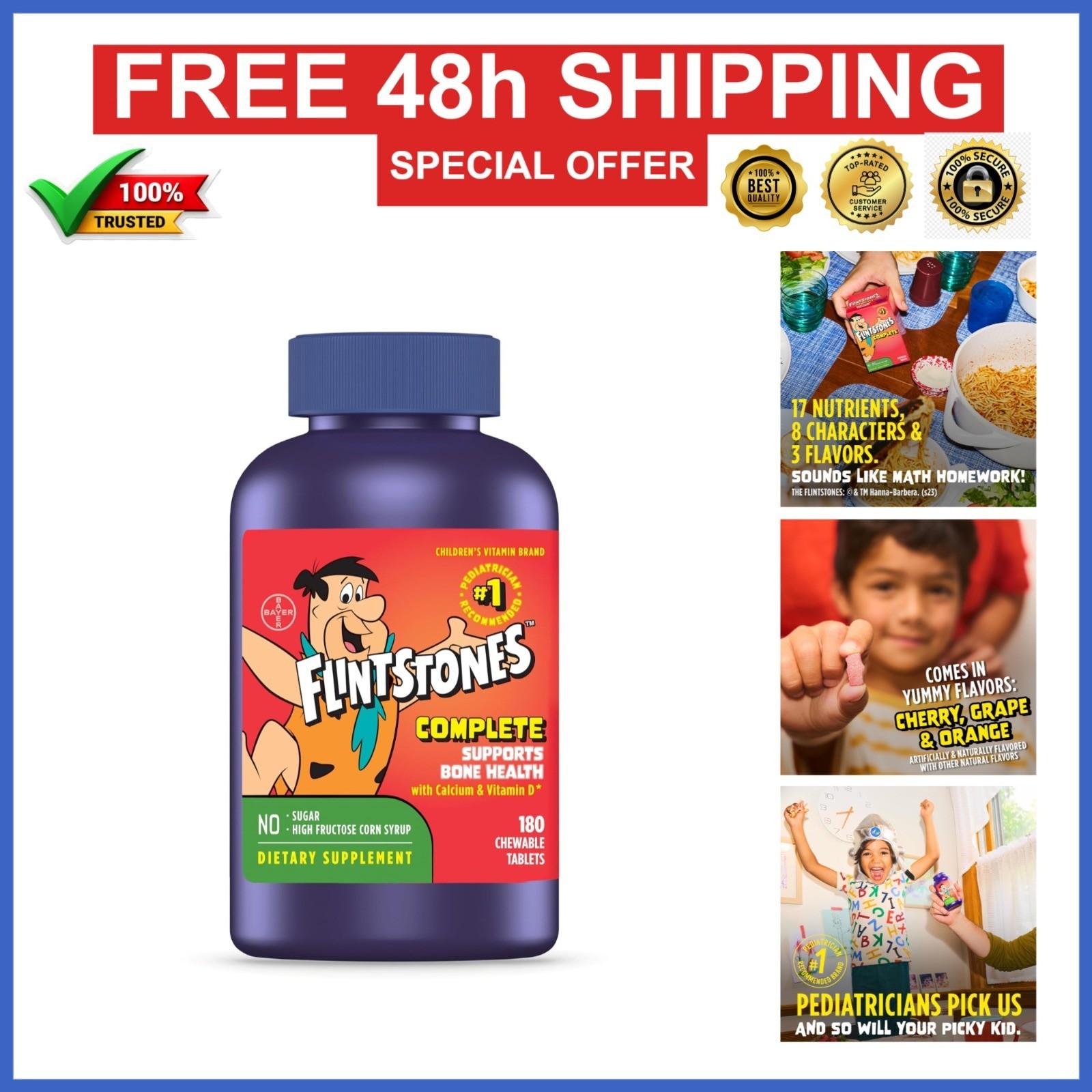 Flintstones Vitamins Complete Chewable Multivitamin for Kids 180 Count