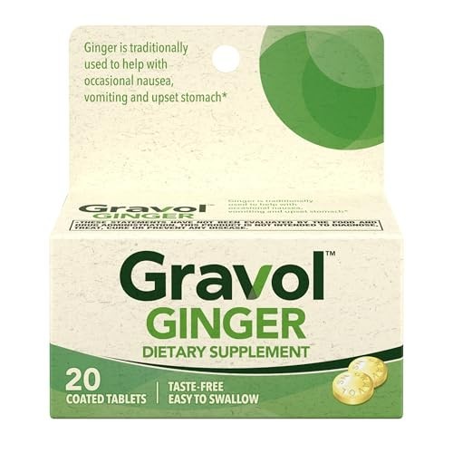 Gravol Ginger Tablets for Upset Stomach and Nausea, 20ct