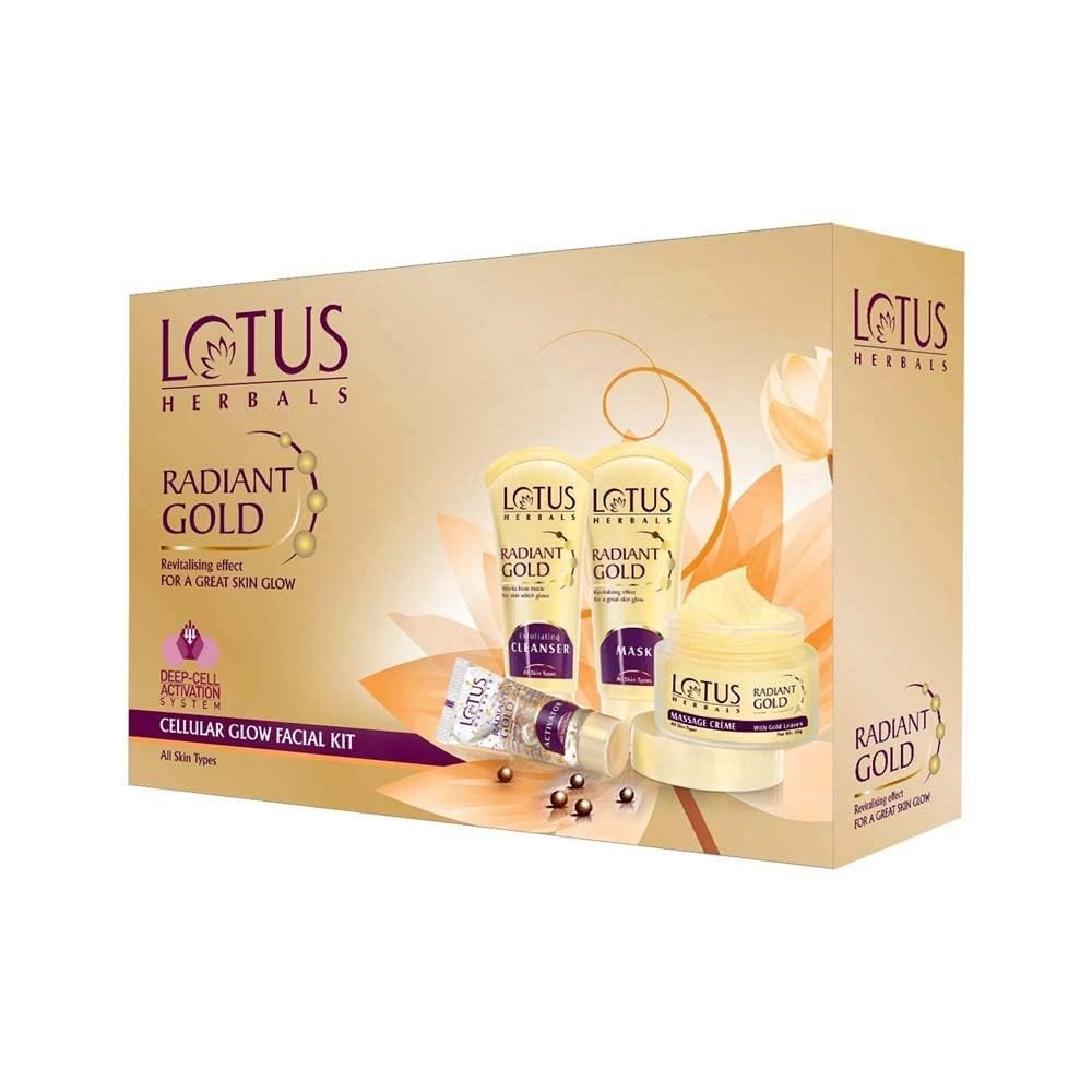 Lotus Herbals Radiant Gold Facial Kit 170g – 24K Gold Leaf Glow, For Men & Women
