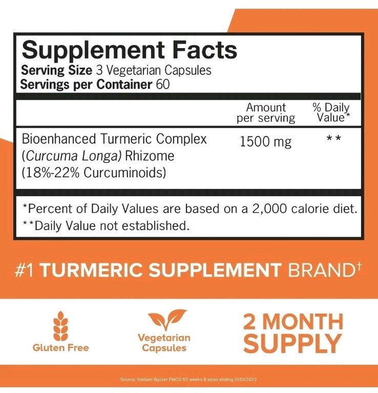 Qunol Extra Strength Tumeric Curcumin Complex 1500mg – 180 Capsules
