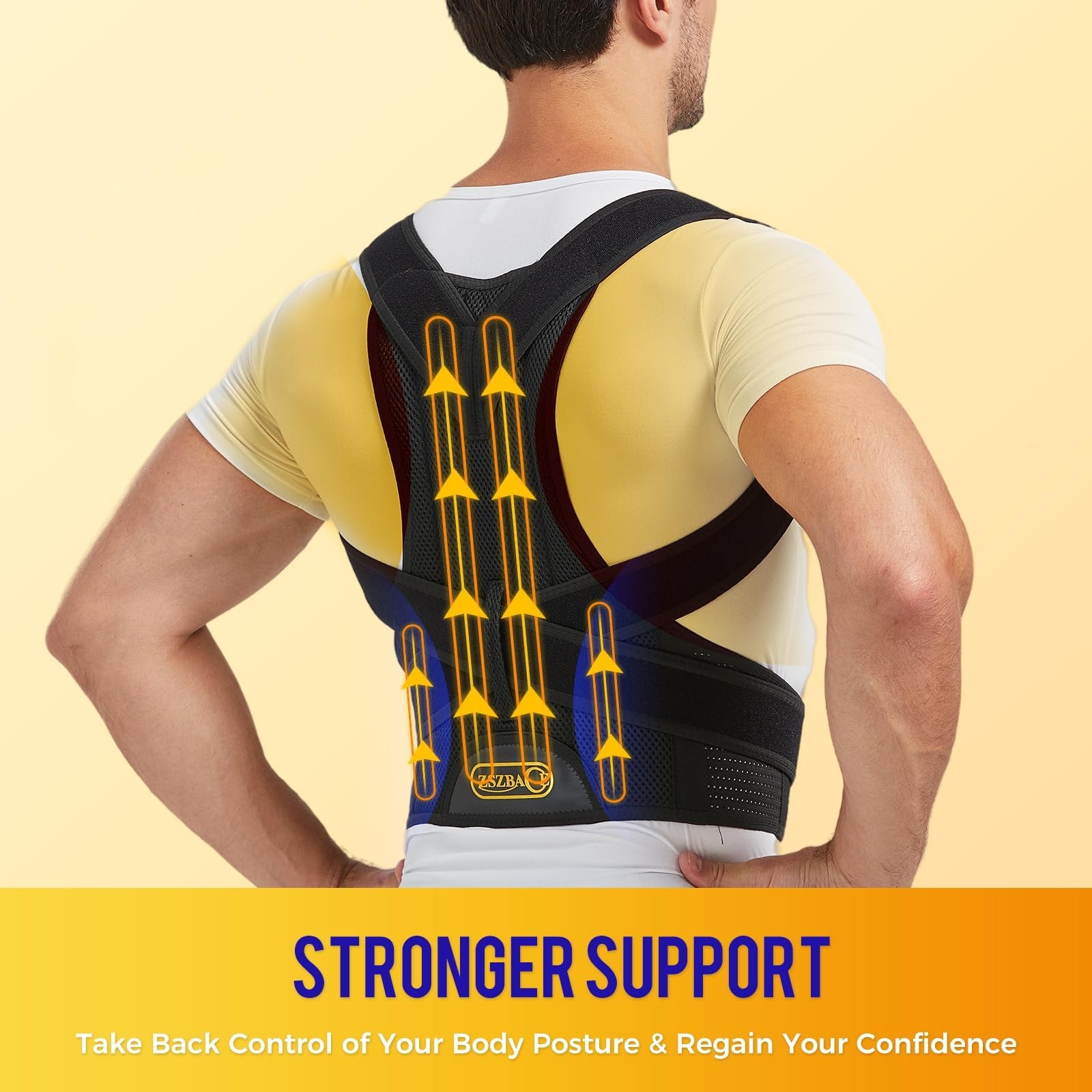 Adjustable Back Brace & Posture Corrector for Men & Women – Spine Support, Pain