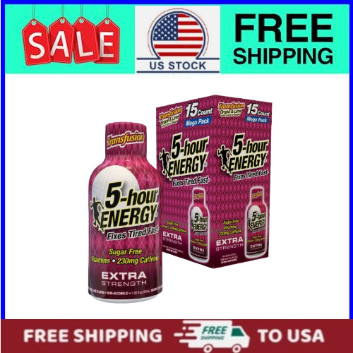 5-Hour Energy Shot, Extra Strength Transfusion Flavor, 15 Count
