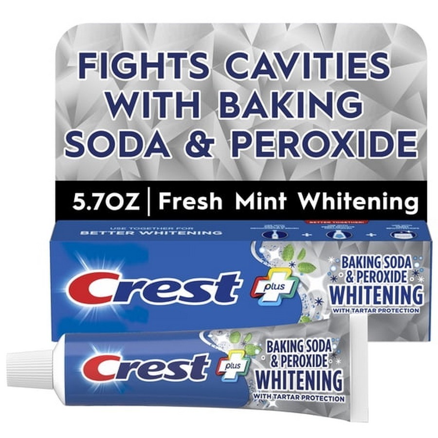 Crest Plus Baking Soda & Peroxide Teeth Whitening Toothpaste,Mint, 5.7 oz,3 Pack