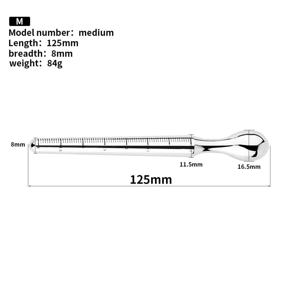 FRRK Stainless Steel Penis Plug Urethral Sounding Dilator Penis Stretcher M L XL