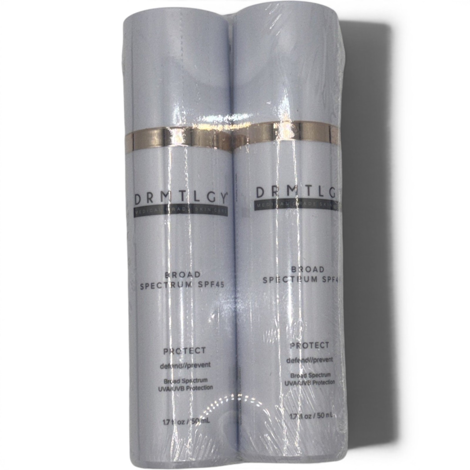 2 Pack DRMTLGY Broad Spectrum SPF 45 PROTECT – 1.7 fl oz – EXPIRES 11/2026