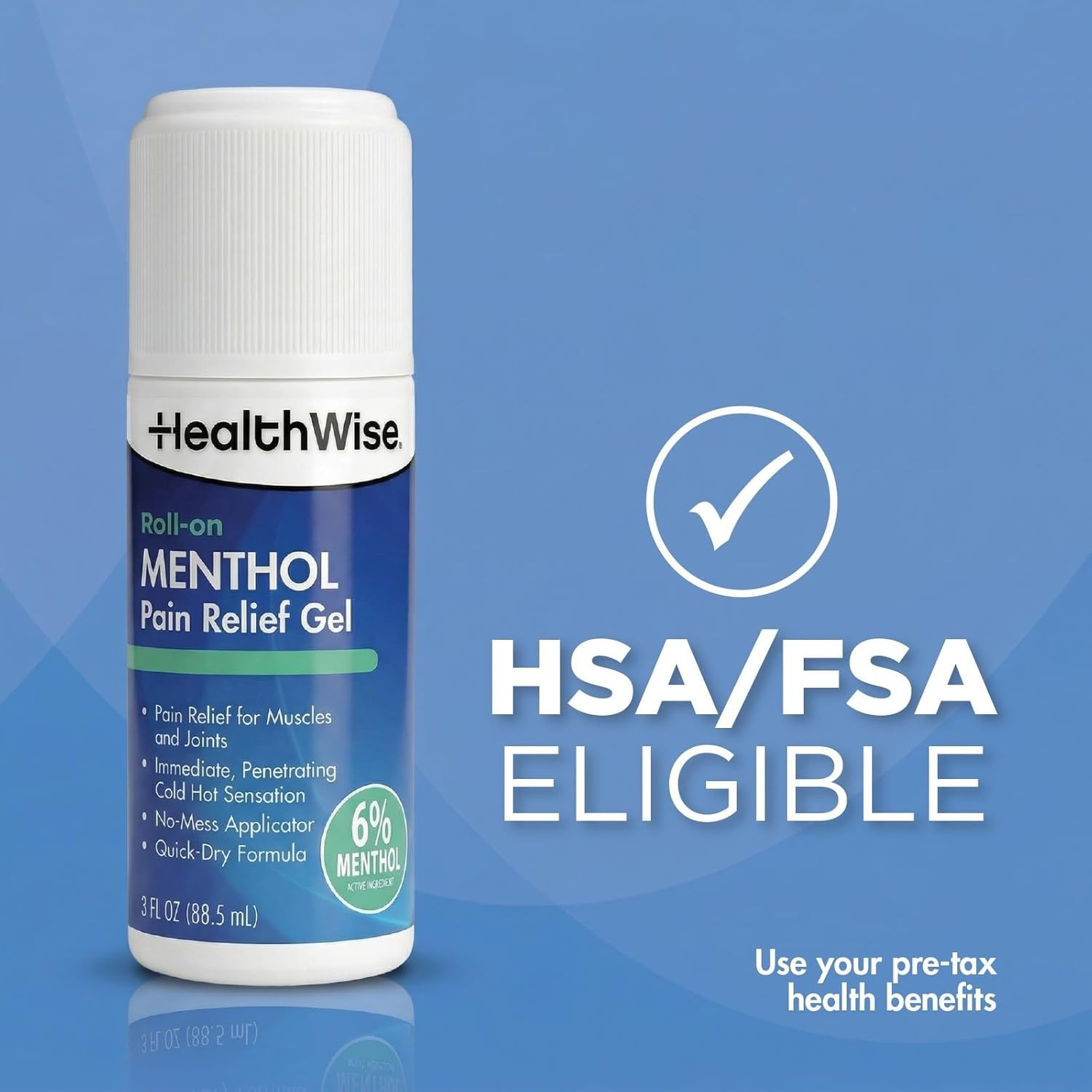 Instant Relief Menthol Roll-On Gel – Cold-Hot Sensation 3 oz. for Discomfort
